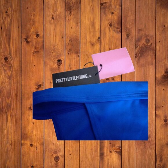 Pretty Little Thing Women's Size 4 Cobalt Blue High Waisted Bikini Bottom NEW - Picture 2 of 3